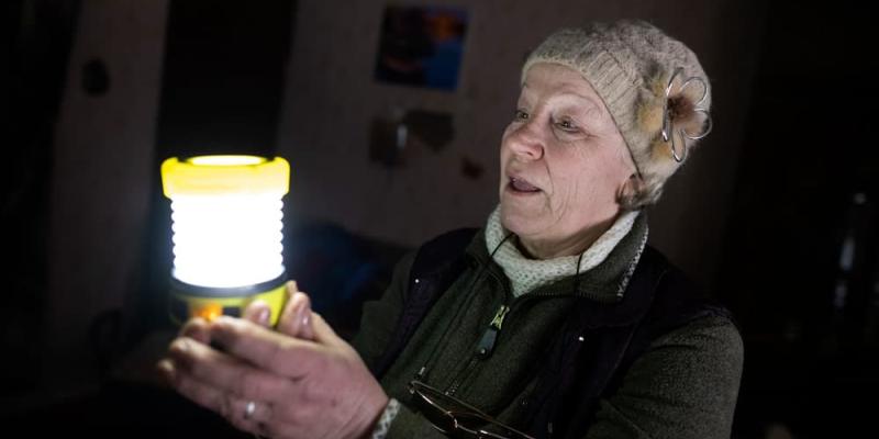 Solar powered battery lights in use