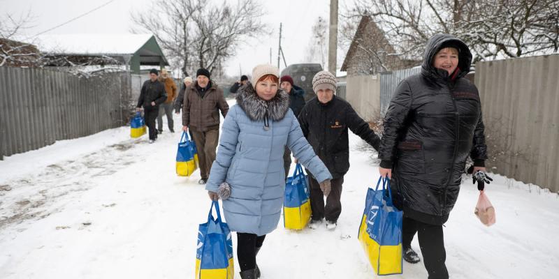 Recipients of Samaritan's Purse food aid in Ukraine